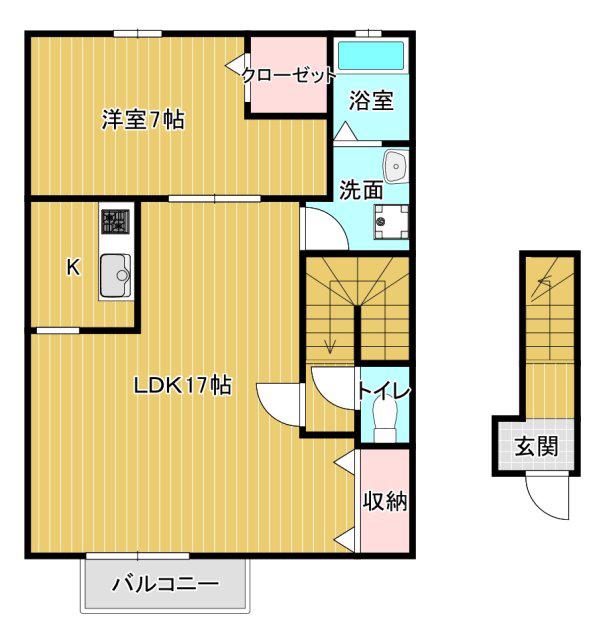 棒屋第五下池ハイツ(1LDK/2階)の間取り写真