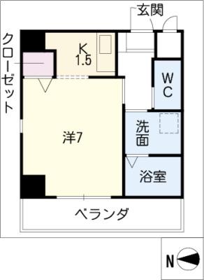 ラ・ミュー藤ヶ丘(1K/5階)の間取り写真