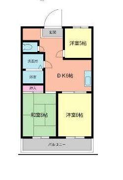 弘明寺パークコート(3DK/2階)の間取り写真