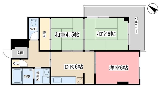ヴィエントだいご(3DK/2階)の間取り写真