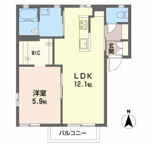 ディアスミナミ(1LDK/1階)の間取り写真
