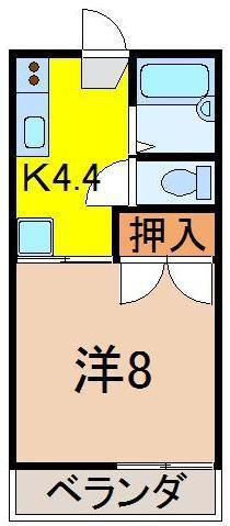 ハイツ青野(1K/2階)の間取り写真