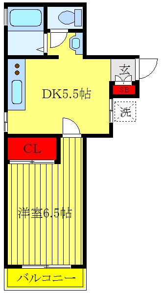 コーポ林(1DK/1階)の間取り写真