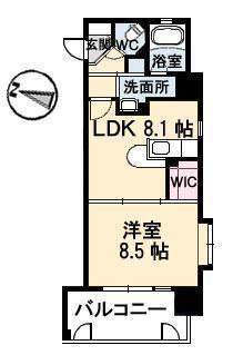 フラットリア御船(1LDK/9階)の間取り写真
