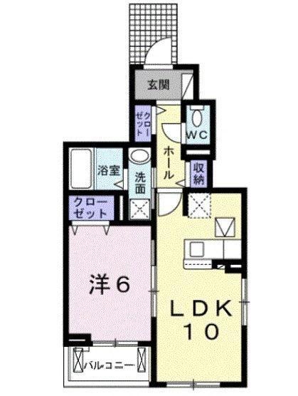 イル チェーロ(1LDK/1階)の間取り写真