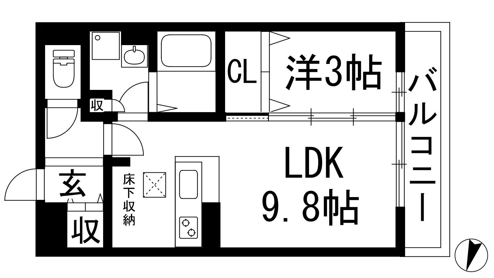 アゼリア・プロムナード(1LDK/1階)の間取り写真