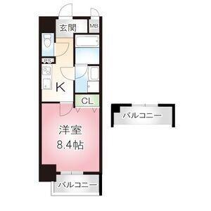 ECRIN 上前津(1K/7階)の間取り写真