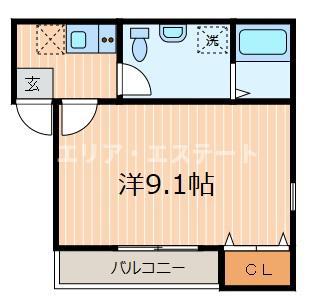 プリモヴィータ(1K/2階)の間取り写真