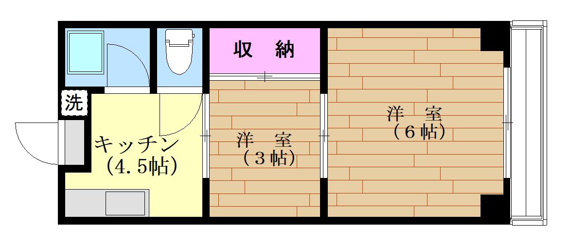 真ビル(2K/2階)の間取り写真