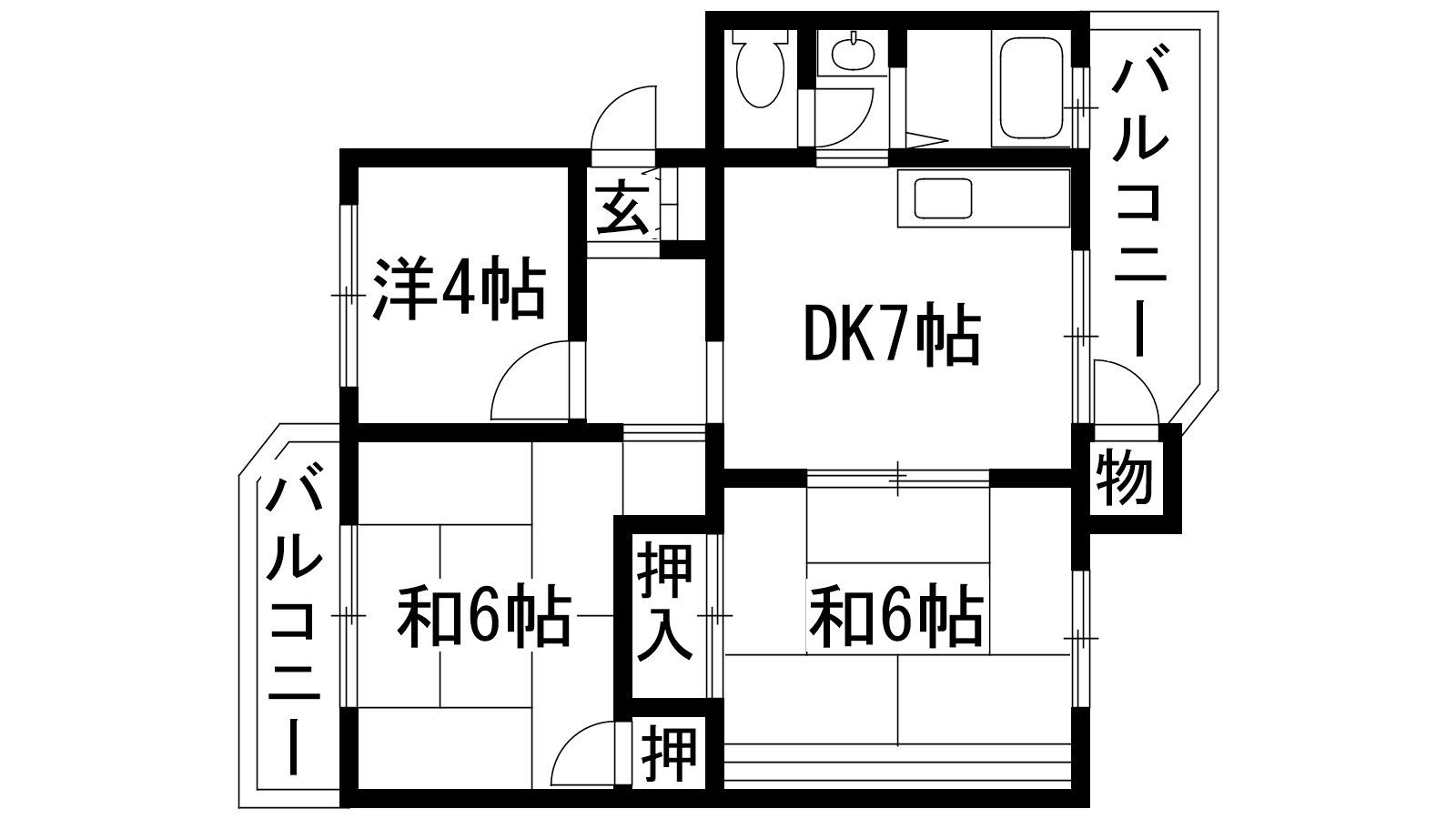 宝塚安倉 4号棟(3DK/4階)の間取り写真