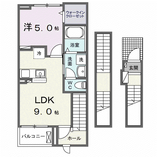 サイカス桟橋通(1LDK/3階)の間取り写真