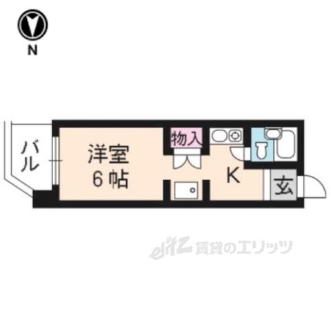 パインフィールド北白川1(1K/3階)の間取り写真