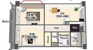 ニューラージあびこ(2DK/1階)の間取り写真