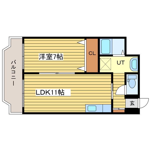 メゾンエクセル(1LDK/4階)の間取り写真