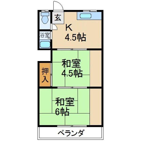 下野ハイツ(2K/2階)の間取り写真