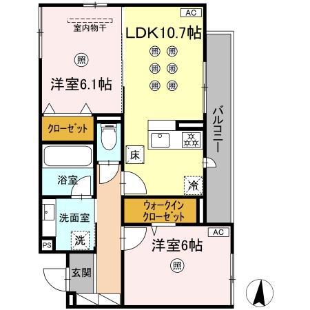 M&S RESIDENCE RIVERSIDE(2LDK/1階)の間取り写真