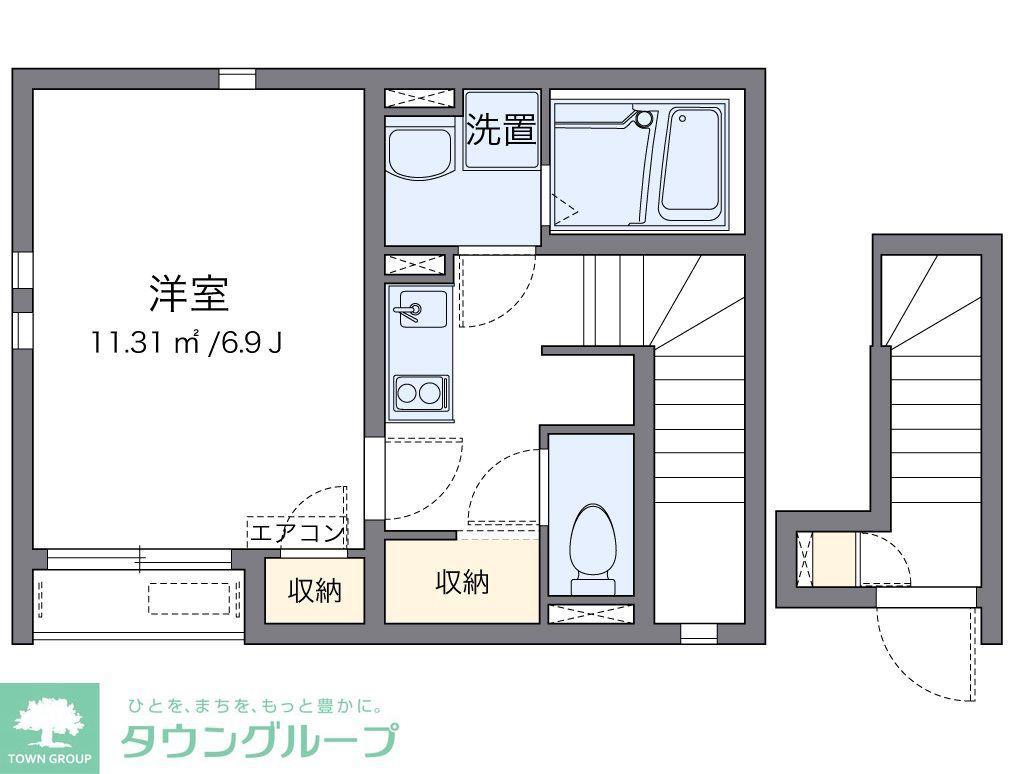 クレイノエクセル戸越II(1K/2階)の間取り写真