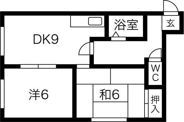 ラフォーレ桑園(2DK/4階)の間取り写真