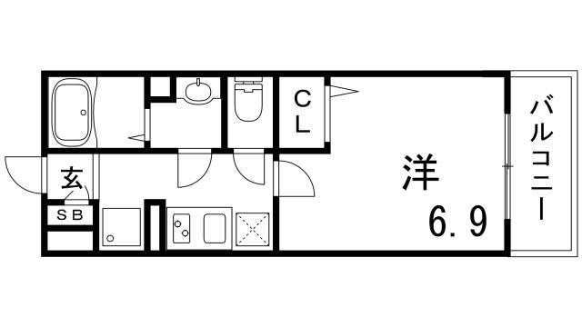 リブリ・FOR DEAREST 灘(1K/1階)の間取り写真