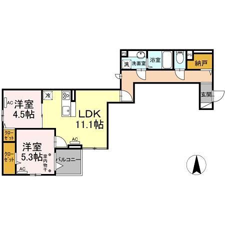 アヴァンス東日暮里(2LDK/2階)の間取り写真