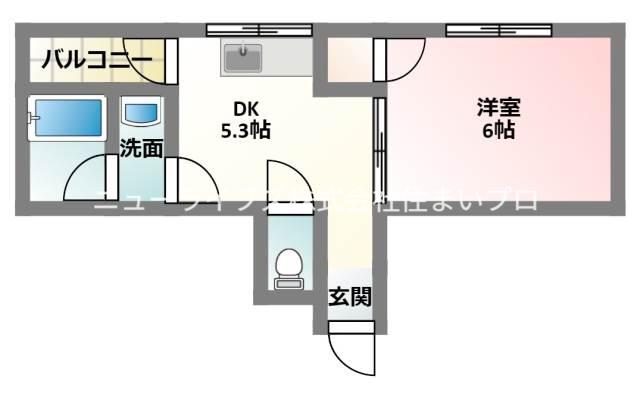 ハイツスズカ(1DK/2階)の間取り写真