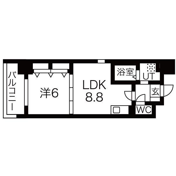 ランドルチェ大須(1LDK/6階)の間取り写真