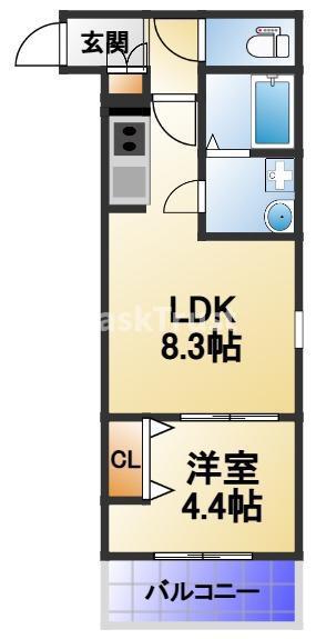 FOREST FUKUSHIMA(1LDK/1階)の間取り写真