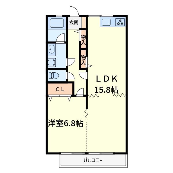 ヴィラミシカ(1LDK/2階)の間取り写真
