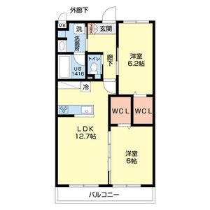 ブルシア(2LDK/3階)の間取り写真
