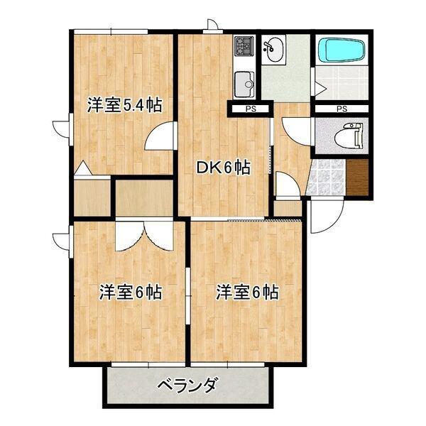 ハイツエクセレンス A 棟 102 号(3DK/1階)の間取り写真