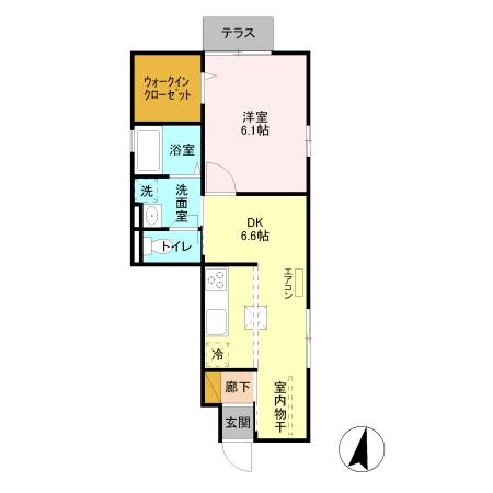 JR京浜東北線 蕨駅 徒歩32分 2階建 築12年(1DK/1階)の間取り写真