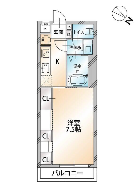 ハビテ清瀬(1K/1階)の間取り写真