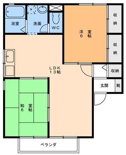 ルミシェール岡田(2LDK/1階)の間取り写真