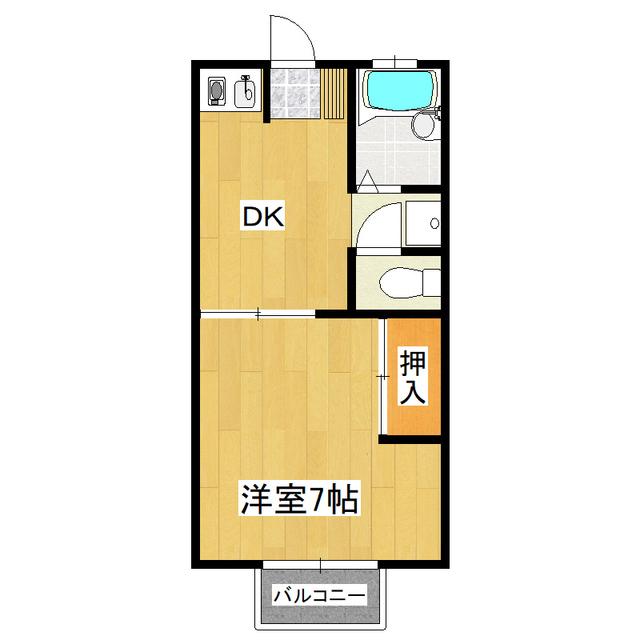 コーポすずき2号(1DK/2階)の間取り写真