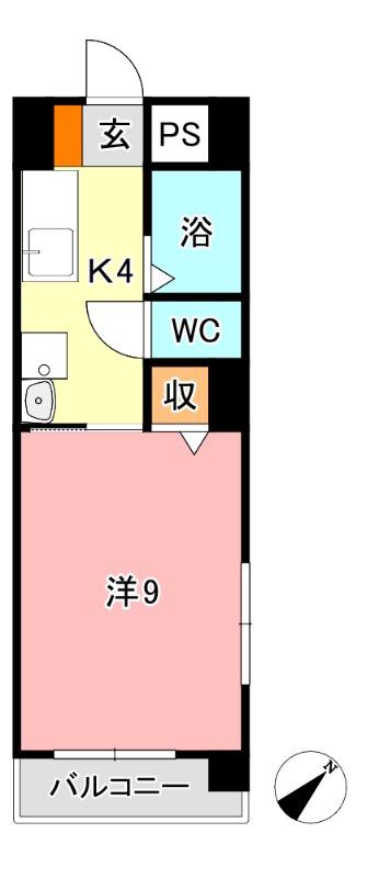 アークハイツ内山下(1K/2階)の間取り写真