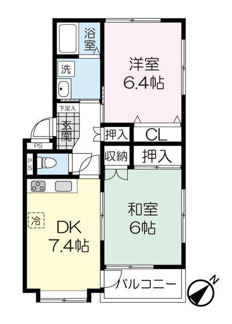 ドミール泉崎(2DK/2階)の間取り写真