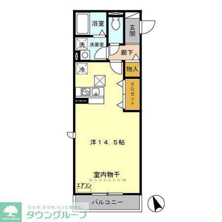 アムール赤山(ワンルーム/1階)の間取り写真