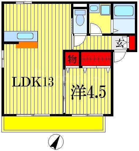 コーポ小野弐番館(1LDK/1階)の間取り写真