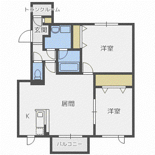 グランノールII(2LDK/2階)の間取り写真