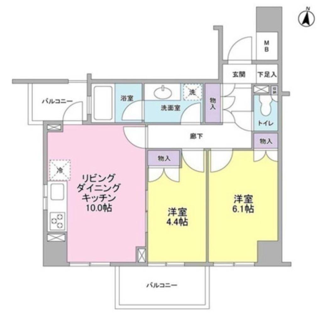 ケーズ新中野(2LDK/4階)の間取り写真