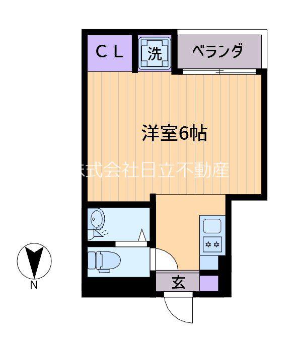 大原Kハイツ(1K/3階)の間取り写真