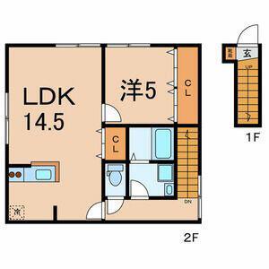 エスポワール(1LDK/2階)の間取り写真