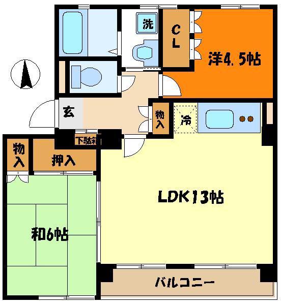 アルファ鷺沼(2LDK/3階)の間取り写真