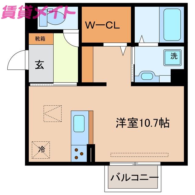 ディーシャンブル別名B(ワンルーム/1階)の間取り写真