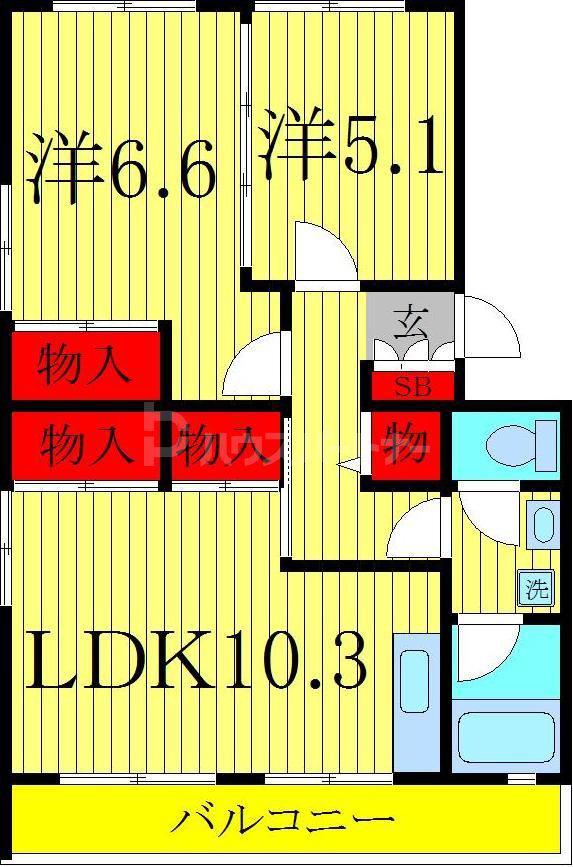 マンションサンエポック(2LDK/1階)の間取り写真