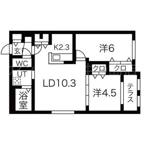 ブランシャールSAPPORO STATION ウエスト(2LDK/1階)の間取り写真