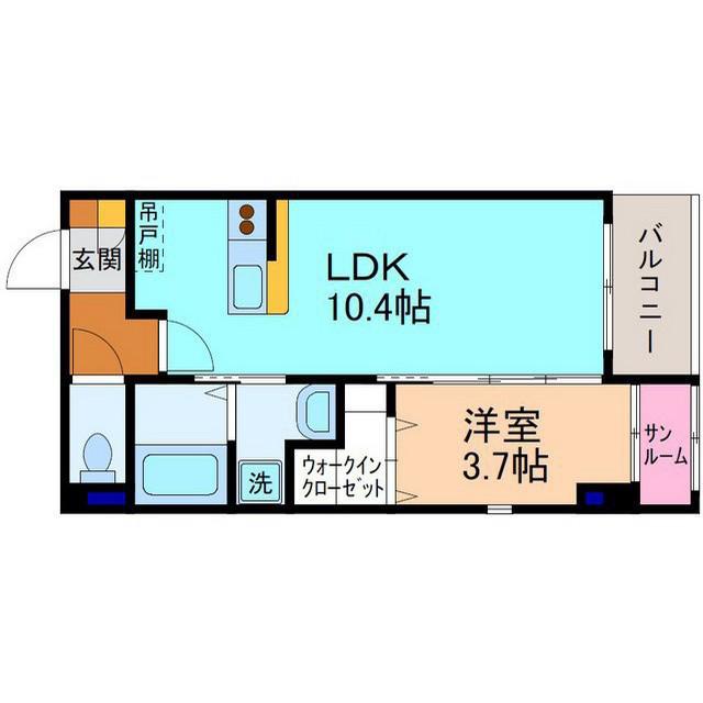 ドリーム新庄B棟(1LDK/1階)の間取り写真