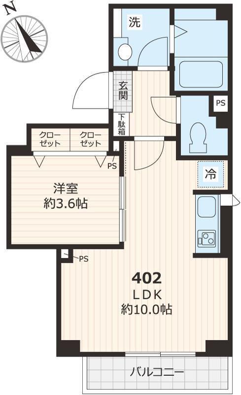 DOLCEVITA・HK(1LDK/4階)の間取り写真