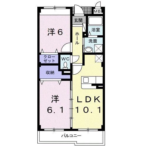 グラン ラトゥール(2LDK/3階)の間取り写真