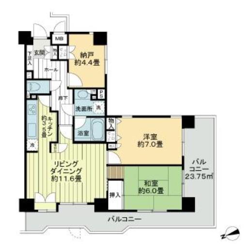 シャリエ練馬北町(2SLDK/1階)の間取り写真
